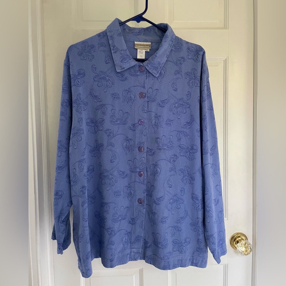 Coldwater Creek Blue Textured Top XL